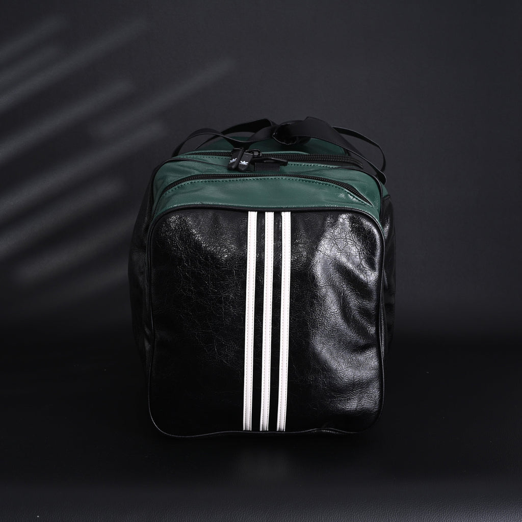 Balenciaga x adidas Large Duffel Travel Bag ¨C Black & Green with Trefoil Logo and Triple Stripes