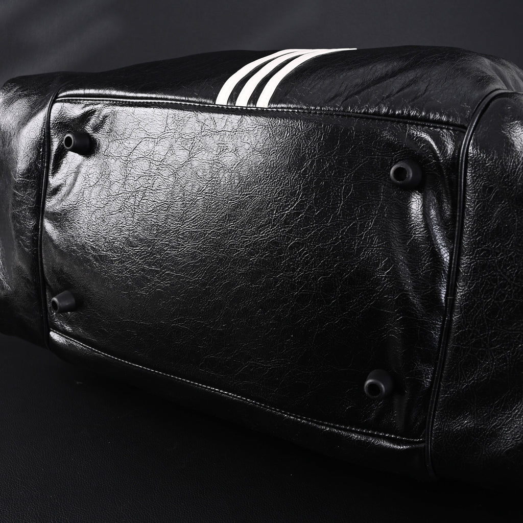 Balenciaga x adidas Large Duffel Travel Bag ¨C Black with Trefoil Logo and Triple Stripes