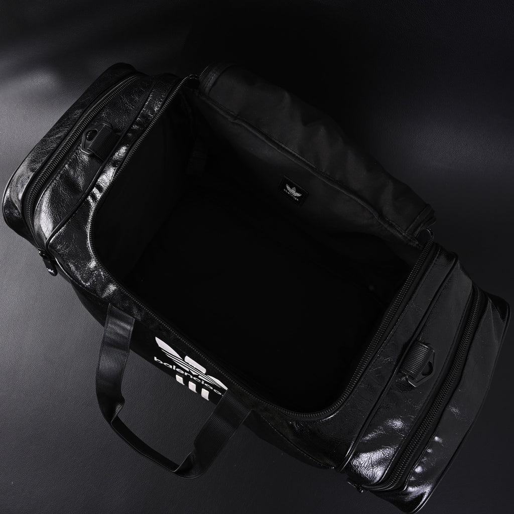 Balenciaga x adidas Large Duffel Travel Bag ¨C Black with Trefoil Logo and Triple Stripes