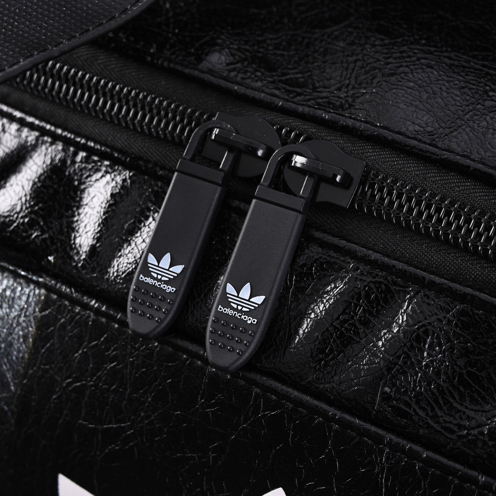 Balenciaga x adidas Large Duffel Travel Bag ¨C Black with Trefoil Logo and Triple Stripes