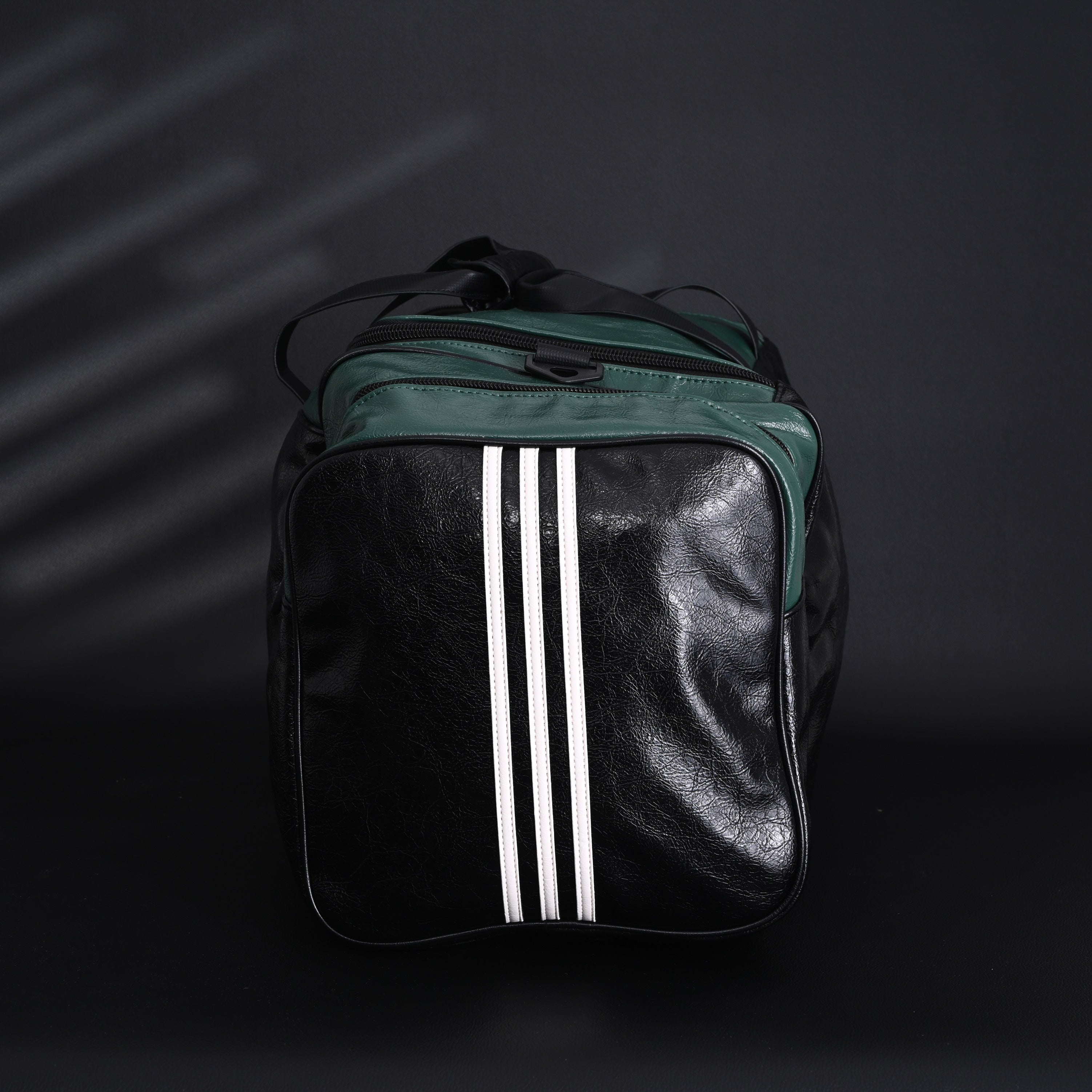 Balenciaga x adidas Large Duffel Travel Bag ¨C Black & Green with Trefoil Logo and Triple Stripes