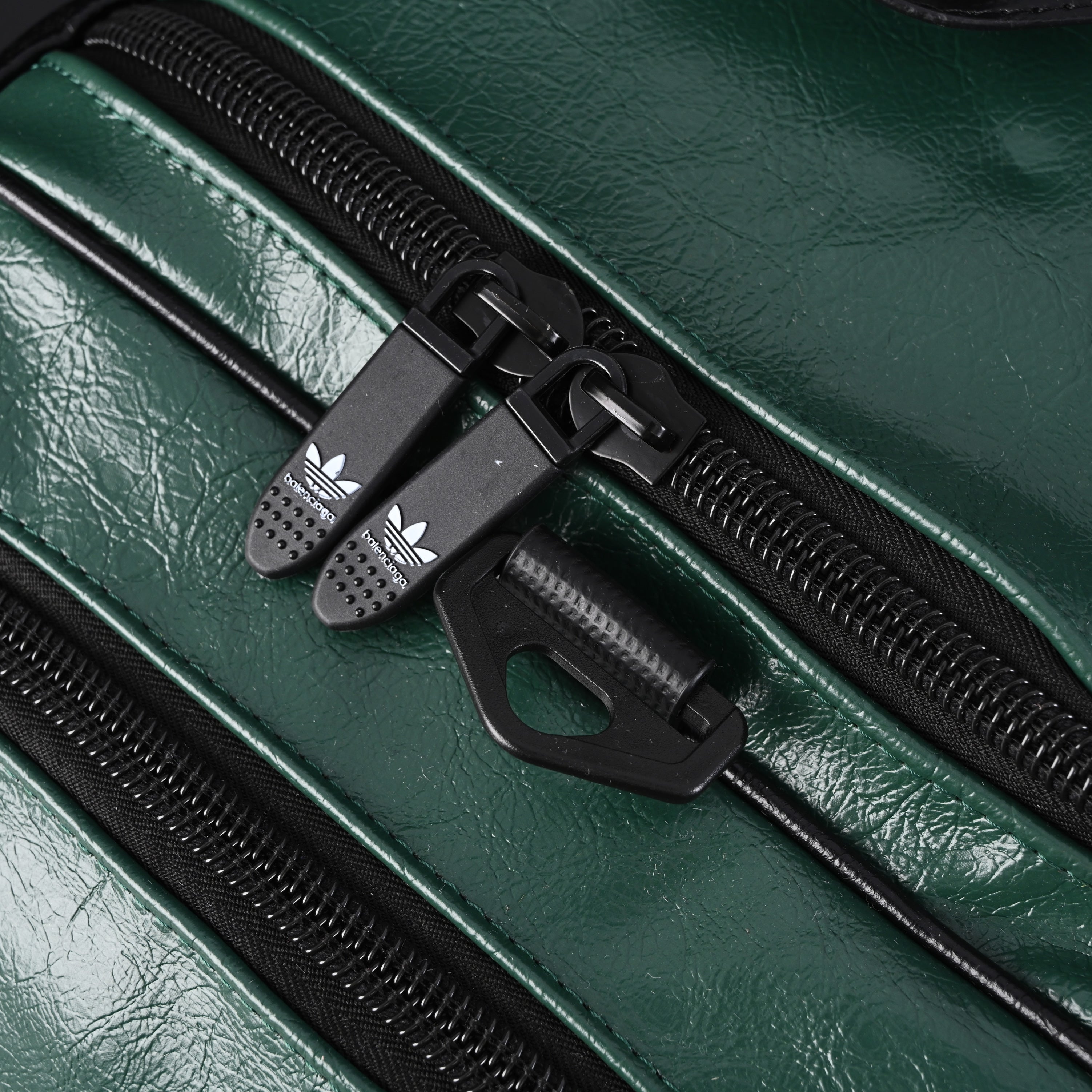 Balenciaga x adidas Large Duffel Travel Bag ¨C Black & Green with Trefoil Logo and Triple Stripes