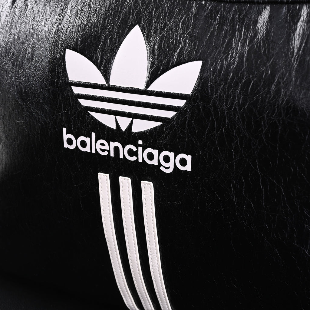 Balenciaga x adidas Large Duffel Travel Bag ¨C Black with Trefoil Logo and Triple Stripes